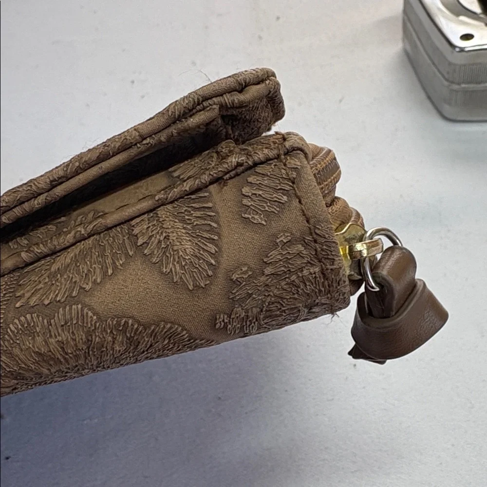 Bueno Brown Embossed Faux Leather Clutch Wristlet Wallet